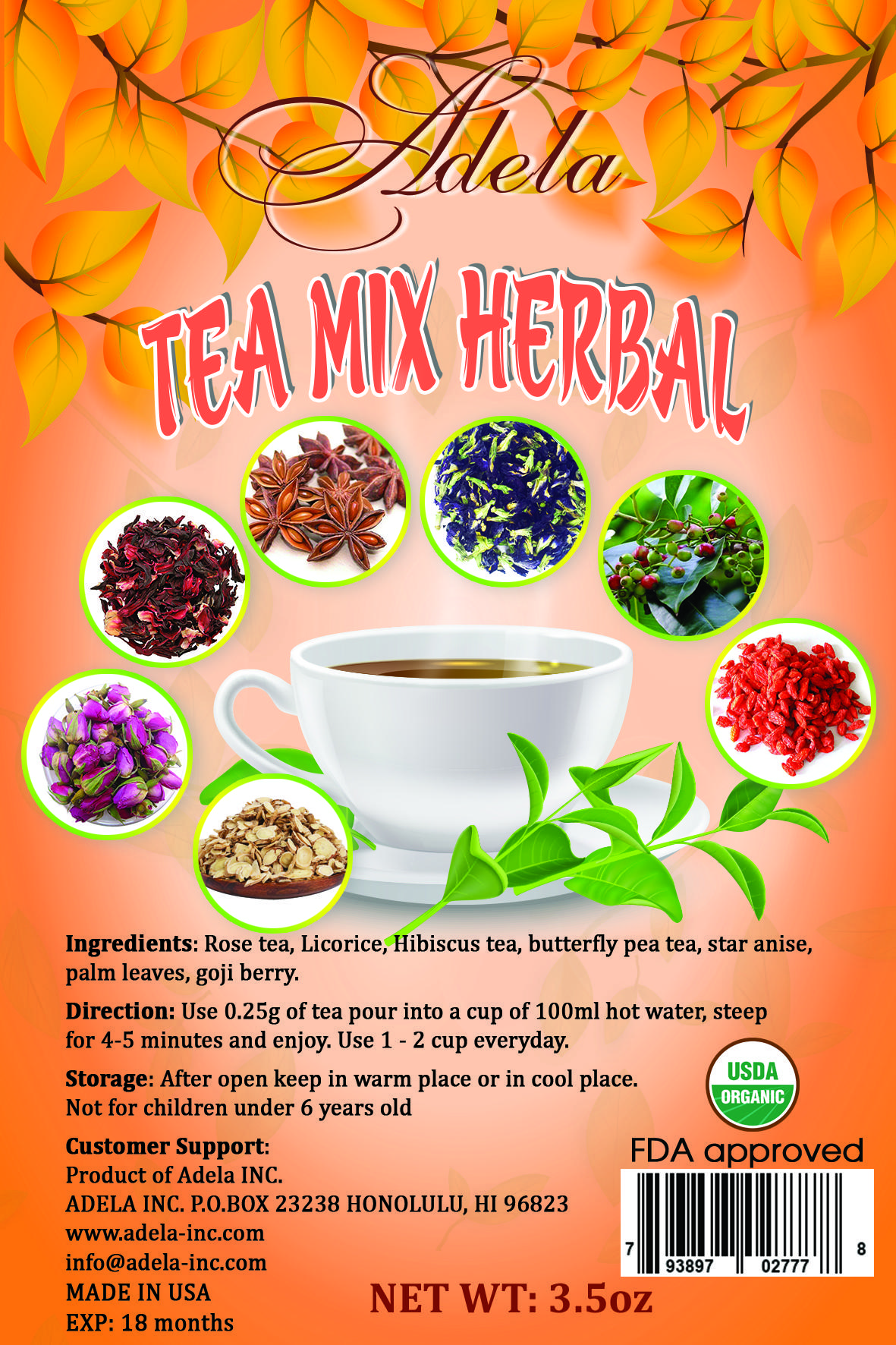 TEA MIX HERBAL (3.5 oz)-help your body with the natural elimination of toxins,cleanses the blood, against viruses,improving health status